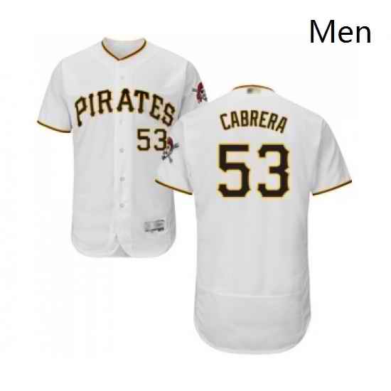 Mens Pittsburgh Pirates 53 Melky Cabrera White Home Flex Base Authentic Collection Baseball Jersey